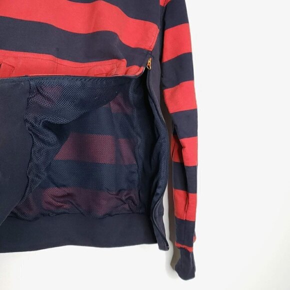 10 Deep Striped Crewneck Sweatshirt Mesh Lining Kangaroo Pocket Men's Large - Picture 7 of 12